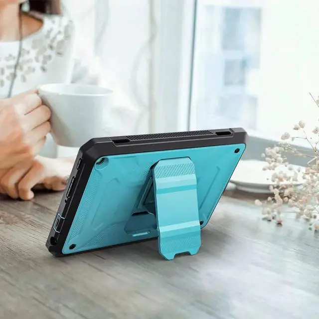 Alt view image 2 of 5 - DJ&RPPCase for 10.1 Inch Tablet Child Friendly, Incompatible TCL Sony Full Body Sturdy Hands-Free Viewing Stand Back Cover with Screen Protector-Blue