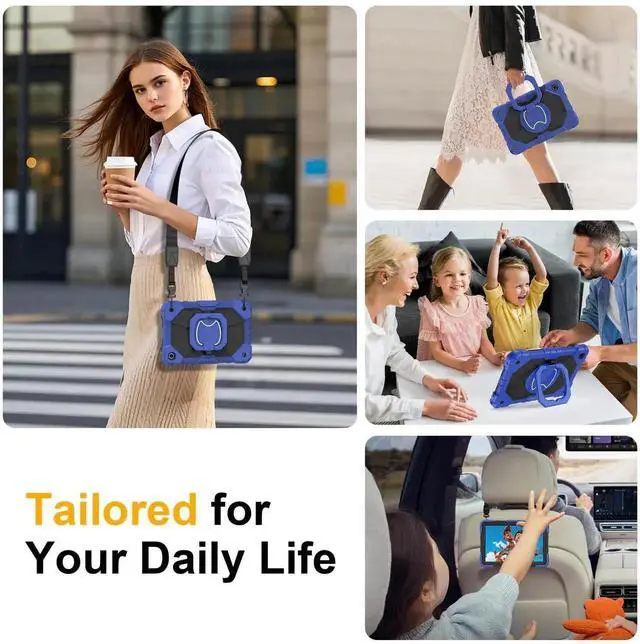 Alt view image 5 of 5 - Case for Samsung Galaxy Tab A9 Plus 11 Inch 2023, Ubearkk Rugged Case for Samsung Galaxy A9+ Tablet SM-X210/X216/X218 with Screen Protector 360 Rotating Stand Shoulder Strap Pen Holder, Navy Black