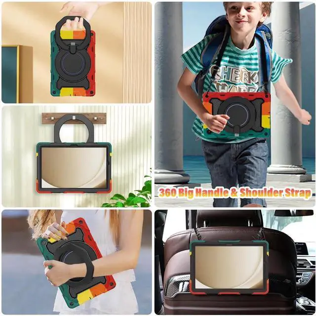 Alt view image 5 of 5 - ROISKIN Case for Galaxy Tab A9 Plus 5G/ A9+ 11 Inch with HD Screen Protector & Shoulder Strap,Heavy Duty Military Case for Samsung Galaxy A9 Plus SM-X210/X216/X218 - Rotating Stand for Kids