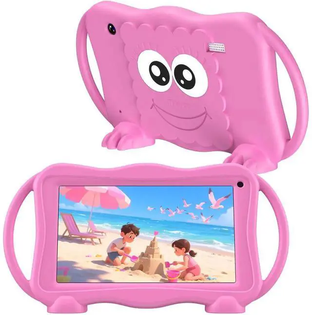 Main image of Kids Tablet 7 Inch Tablets for Kids 3-12, 32GB Toddler Tablet with Dual Camera, Parental Control, Solid Case, WiFi, GMS, YouTube, Netflix, Android Learning Software Installed(Pink)