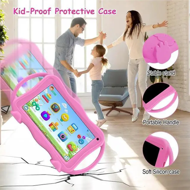 Alt view image 5 of 5 - Kids Tablet 7 Inch Tablets for Kids 3-12, 32GB Toddler Tablet with Dual Camera, Parental Control, Solid Case, WiFi, GMS, YouTube, Netflix, Android Learning Software Installed(Pink)