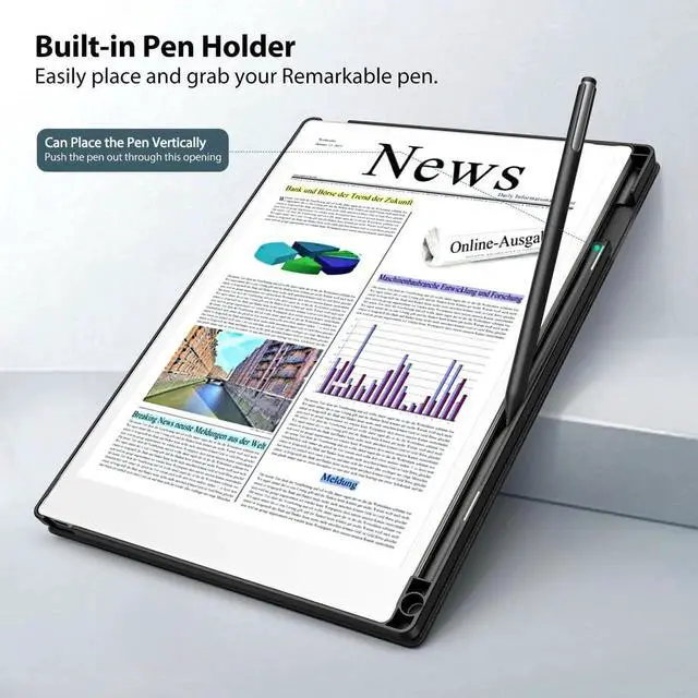 Alt view image 4 of 5 - TiMOVO Case for Remarkable Paper Pro 11.8Inch 2024, Lightweight Hard Back Shell Protective Book Folio Cover with Pen Holder for Remarkable Paper Pro Color Tablet, Support Auto Wake/Sleep, Black
