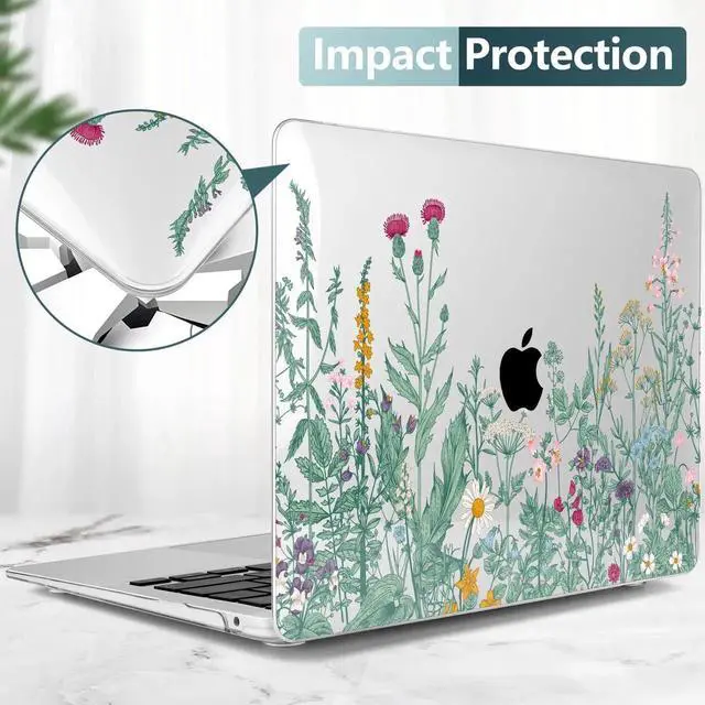 Main image of TWOLSKOO Botanical Illustration Engraving Style Hrad Shell Case Cover and Keyboard Skin Screen Protector for MacBook Air 13 inch 2018-2021 Model A2337 M1 A2179 A1932 with Retina Display