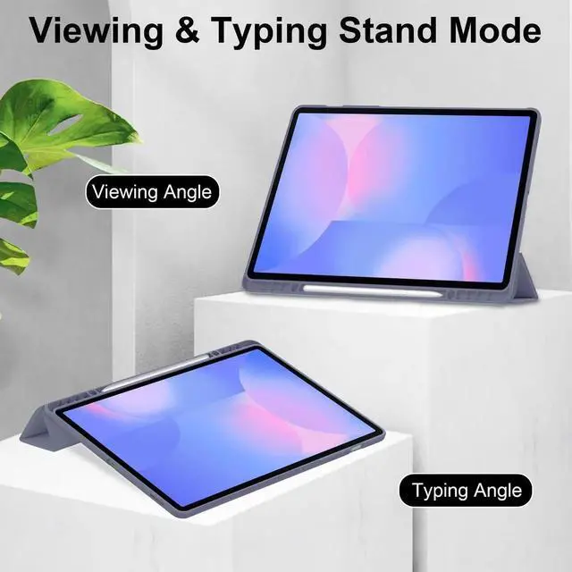 Main image of Allytechgroup Case for Samsung Galaxy Tab S10 FE+ Plus 13.1 Inch 2025, PU Leather Auto Sleep Wake Trifold Stand with Clear Back Cover Shockproof Tablet Case with S Pen Holder, Lavender