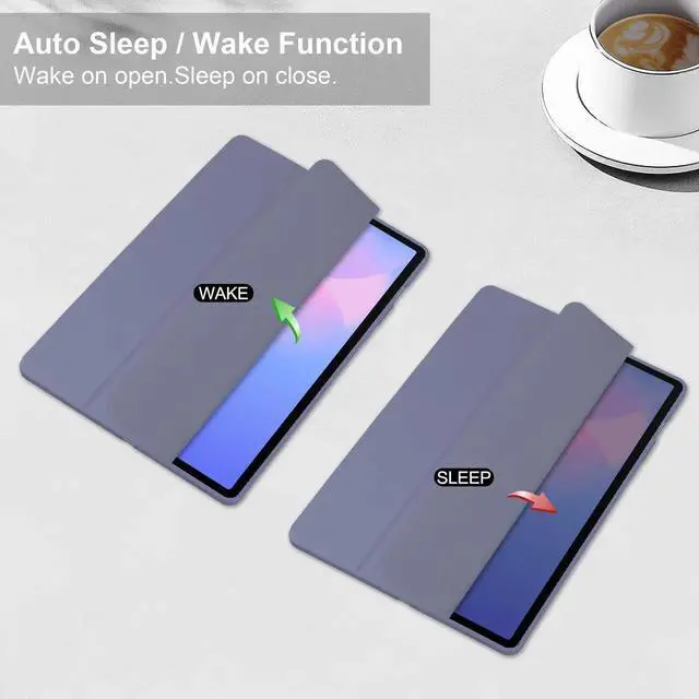 Alt view image 2 of 5 - Allytechgroup Case for Samsung Galaxy Tab S10 FE+ Plus 13.1 Inch 2025, PU Leather Auto Sleep Wake Trifold Stand with Clear Back Cover Shockproof Tablet Case with S Pen Holder, Lavender