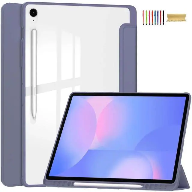 Alt view image 5 of 5 - Allytechgroup Case for Samsung Galaxy Tab S10 FE+ Plus 13.1 Inch 2025, PU Leather Auto Sleep Wake Trifold Stand with Clear Back Cover Shockproof Tablet Case with S Pen Holder, Lavender