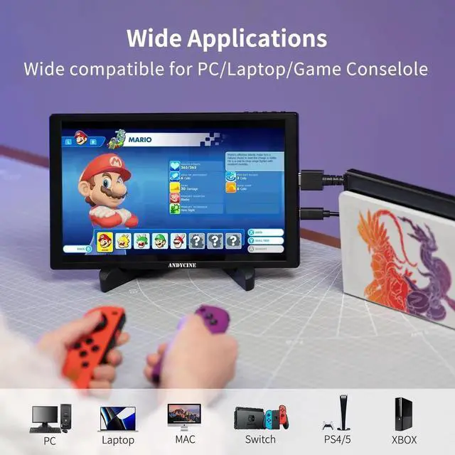 Alt view image 4 of 5 - ANDYCINE N10 10.1inch HDMI Screen 1920x1200 Portable Touchscreen Monitor with Build-in Speakers 75mm Vesa,Image Flip Portable Monitor Compatible for for Teleprompter, PC, Camera and Gaming Consoles