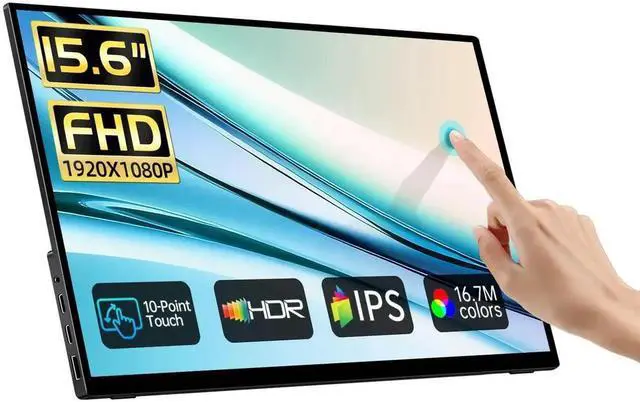 Main image of DAMRAPT Portable Monitor Touchscreen 15.6" 1080P 10-Point Touch Screen, Travel Monitor with Protective Sleeve & Built-in Stand, HDMI USB C External Screen for Laptop, PC