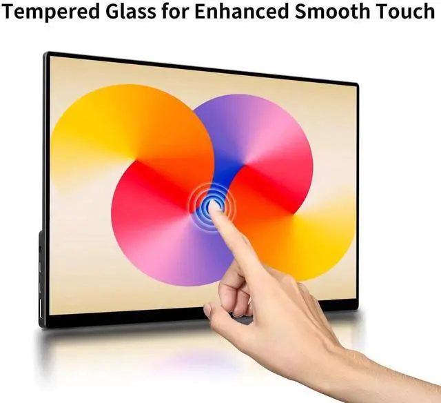 Alt view image 3 of 5 - DAMRAPT Portable Monitor Touchscreen 15.6" 1080P 10-Point Touch Screen, Travel Monitor with Protective Sleeve & Built-in Stand, HDMI USB C External Screen for Laptop, PC