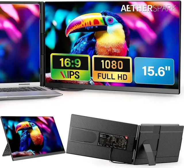 Main image of Laptop Screen Extender Portable Monitor, Dual 15.6" 1080P FHD Frameless Screen, Detachable Monitor Extender for Laptop, Fit for 13-17" Laptop, Compatiable with Windows/Mac/Chrome/Android (P5-15.6")