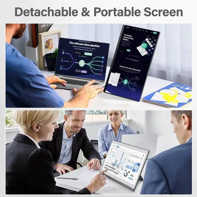 Alt view image 4 of 5 - Laptop Screen Extender Portable Monitor, Dual 15.6" 1080P FHD Frameless Screen, Detachable Monitor Extender for Laptop, Fit for 13-17" Laptop, Compatiable with Windows/Mac/Chrome/Android (P5-15.6")