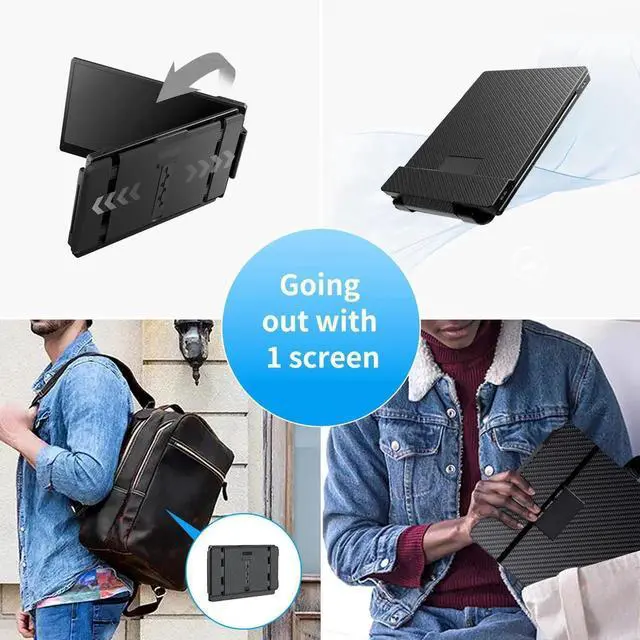 Alt view image 3 of 5 - LAWGLLAABT Laptop Screen Extender, 14 1080P Portable Triple Monitor for Laptop with FHD IPS Display, Extended Monitor Fits 13-17 Inch Laptops, Compatible with Windows/Mac/Android/Switch/PS5