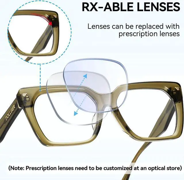 Alt view image 3 of 5 - Dollger Oversized Blue light Glasses for Women Men Square Frame Computer Screen Blue light Blocking Eyeglasses Acetate Chunky Big Fashion Green Glasses