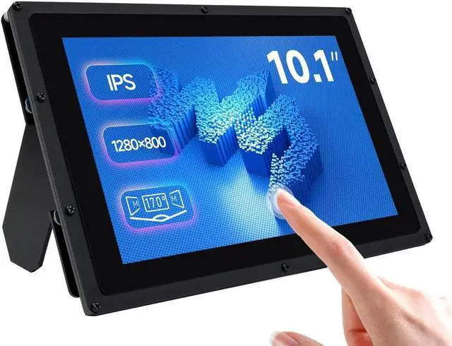 Main image of waveshare 10.1inch Capacitive Touch Screen LCD Compatible with Raspberry Pi 5/4B/3B/Zero/Zero W/Zero 2W/Pico/Pico W/Pico WH, Comes with Case and Toughened Glass Cover 1280×800 Resolution HDMI IPS