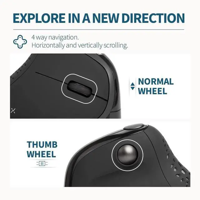 Alt view image 5 of 5 - DeLUX Seeker Wired Ergonomic Vertical Mouse with Thumb Wheel, Optical Computer Mouse with 6 Programmable Buttons, 4000 DPI, RGB Backlight, Removable Wrist Rest for Carpal Tunnel (M618XSU-Black)