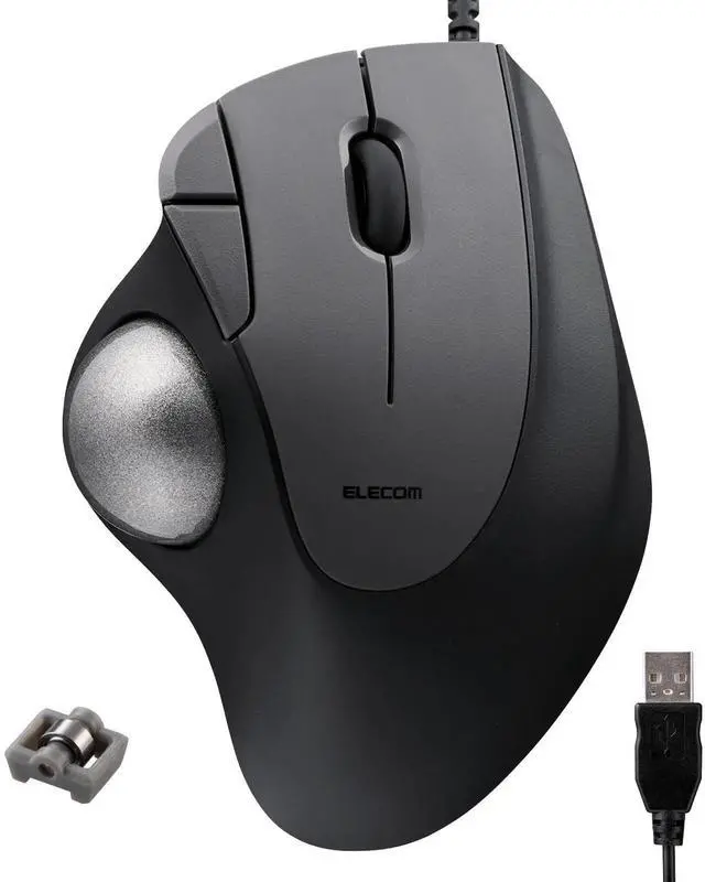 Main image of ELECOM Ergonomic Comfort Design Trackball IST Wired USB-A Connection, Super Smooth Tracking with Roller Ball Bearing, 36mm Ball, Thumb Control, Compatible for Windows, PC, and Mac Black (M-IT11URBK)