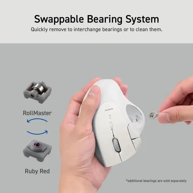 Alt view image 2 of 5 - ELECOM Ergonomic Comfort Design Trackball IST Bluetooth 5.3, Super-Smooth Tracking with Roller Ball Bearing, 36mm Ball, Thumb control, Compatible for Windows, PC, Mac, iPadOS, and Android (M-IT11BRWH)