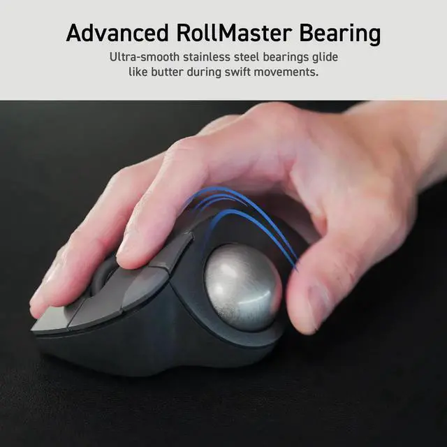 Alt view image 5 of 5 - ELECOM Ergonomic Comfort Design Trackball IST Bluetooth 5.3, Super-Smooth Tracking with Roller Ball Bearing, 36mm Ball, Thumb control, Compatible for Windows, PC, Mac, iPadOS, and Android (M-IT11BRWH)