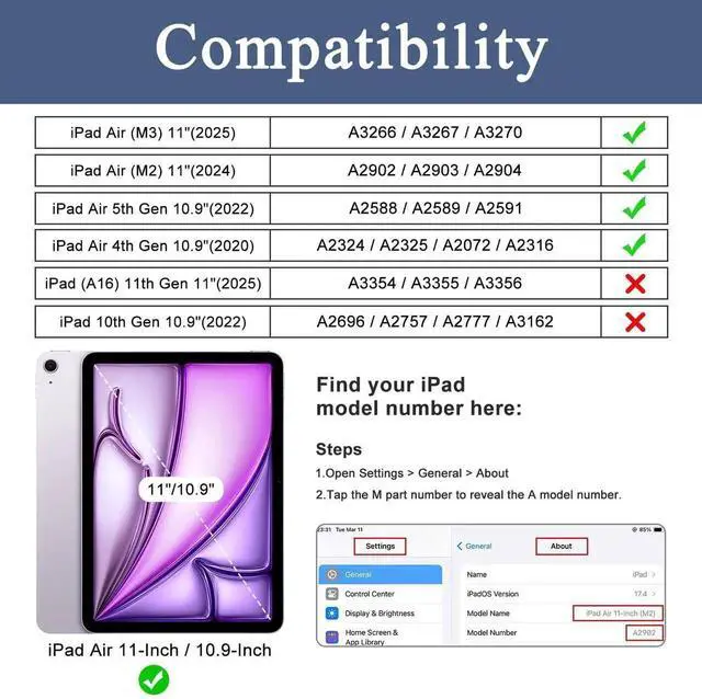 Alt view image 5 of 5 - Soke Case for iPad Air 11-inch M3/M2 (2025/2024), iPad Air 5th/4th Generation 10.9-inch (2022/2020), with Built-in Screen Protector and Kickstand, Rugged Full Body Protective Cover - Navy