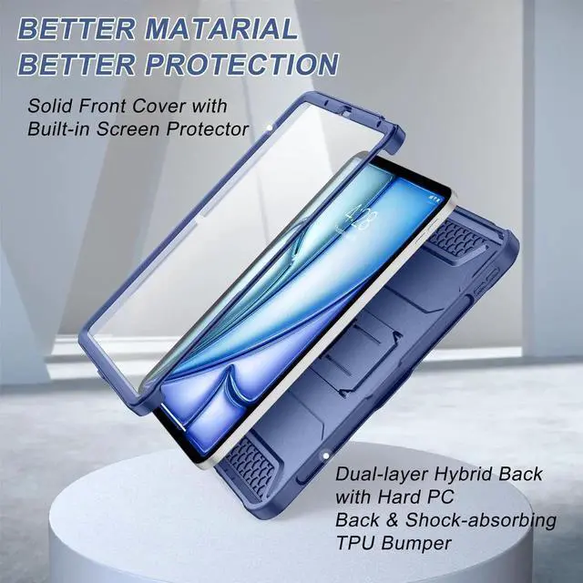 Alt view image 4 of 5 - Soke Case for iPad Air 11-inch M3/M2 (2025/2024), iPad Air 5th/4th Generation 10.9-inch (2022/2020), with Built-in Screen Protector and Kickstand, Rugged Full Body Protective Cover - Navy