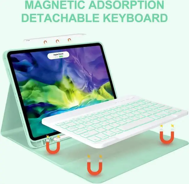 Alt view image 2 of 5 - besky Keyboard Case for iPad Pro 11 inch (4th, 3th Generation) & Air Series Products (Air 6th, 5th, 4th Generation), with Wireless Detachable Backlit Keyboard and Case - Pencil Holder