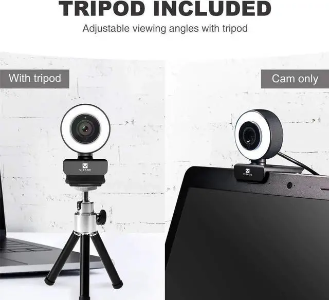 Alt view image 3 of 5 - VITADE Streaming Webcam 1080P, 960A HD Web Camera USB Web Cam for Gaming Conferencing Video Chatting Mac Windows Desktop Computer Laptop Wide Angle Webcam with Ring Light & Microphone & Tripod