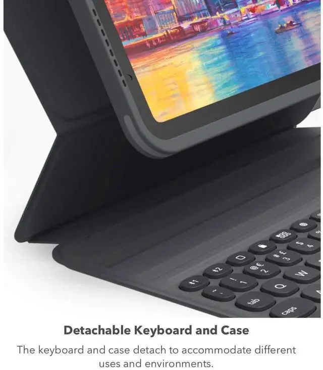 Alt view image 2 of 5 - ZAGG Pro Keys Detachable Case and Wireless Keyboard for Apple iPad Pro 12.9, Multi-Device Bluetooth Pairing, Backlit Laptop-Style Keys, Apple Pencil Holder, 6.6ft Drop Protection - Charcoal