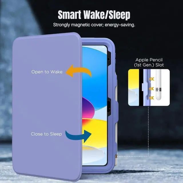 Alt view image 2 of 5 - MoKo for iPad 11-inch (A16) 11th Generation Case 2025/ iPad 10th Generation Case with Pencil Holder 2022 10.9 inch, Built-in Screen Protector Clear Back, Multi Angle Viewing Stand, Lavender