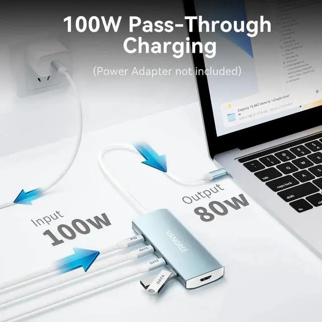 Alt view image 5 of 5 - USB C Hub 8 in 1 Multiport Adapter, 3 USB 3.2 Gen 2 Ports with 10Gbps, 3 USB-A 3.0 5Gbps, 4K@60Hz HDMI, 100W PD, USBC Splitter for MacBook Pro, iPad Pro, Mac mini and More(Not Support USB-C Monitor)