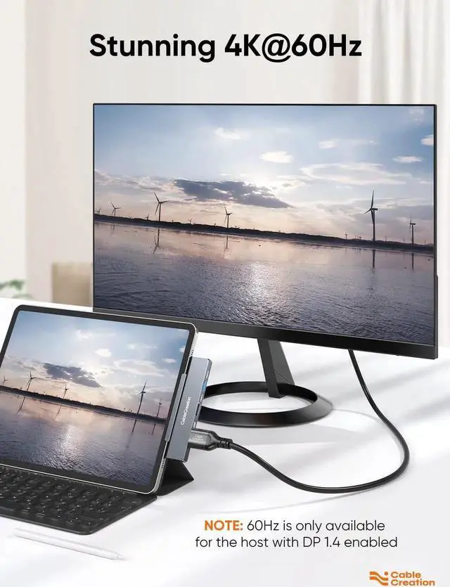 Alt view image 5 of 5 - iPad Pro USB C Hub, CableCreation 5-in-1 USBC Hub Multiport Adapter with 4K 60hz HDMI, USB 3.0, USB C Charging and 3.5mm Audio Jack with Magnetic Grip for MacBook, iPad Pro,iPad Air and More