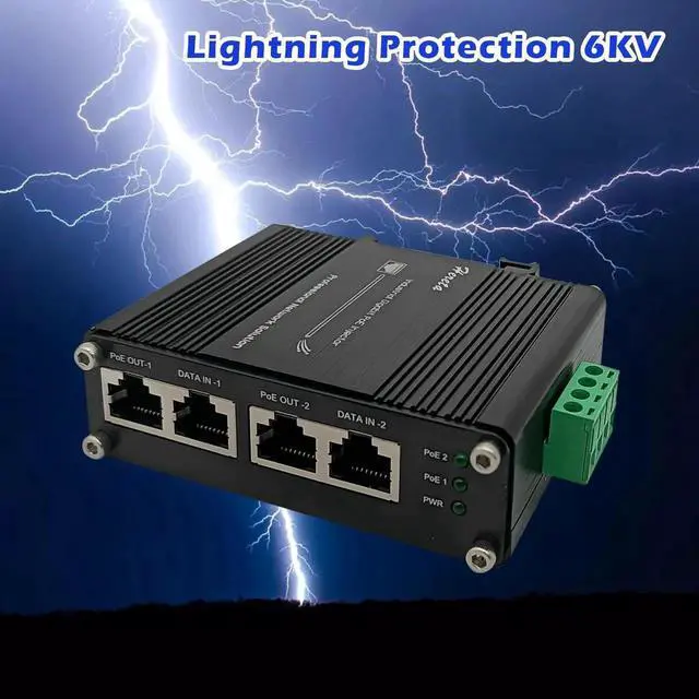 Alt view image 4 of 5 - 2 Ports Hardened Industrial Gigabit PoE+ Injector 30W Max Per Port 12~48VDC Power Input Support IEEE802.3af/at PoE Device Support 10/100/1000Base-T Compliant with IEEE 802.3ab