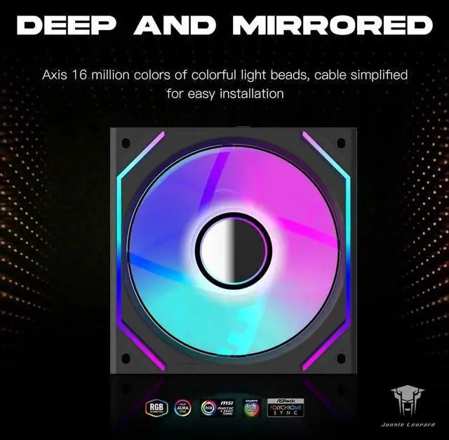 Alt view image 2 of 5 - Jungle Leopard Interstellar V2 120mm Case Fan Infinity Mirror Module Daisy-Chain ARGB Fan Triple Pack with Controller Suitable for Computer Case & 360mm AIO Cooler(Black-3pack)