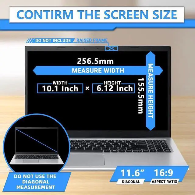 Alt view image 2 of 5 - ZOEGAA Magnetic 11.6 Inch Laptop Privacy Screen Filter, for Removable & Reusable 16:9 Widescreen Display Laptop Privacy Screen 11.6 inch and Anti-Spy Anti-Blue Light Anti-Glare Protector