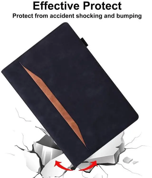 Alt view image 4 of 5 - DWaybox Retro Shockproof Case for Samsung Galaxy Tab S11 (SM-X730/SM-X736B) 11.0" - PU Leather & TPU Hybrid Protective Cover with Anti-Slip Grip Strap, Card Slots & Kickstand -Black