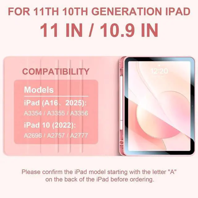 Alt view image 2 of 5 - Kiloob for iPad 11th 10th Generation Case with Keyboard with Pencil Holder and Magnetic Disc Universal Stylus Pen 10.9 inch Wireless Detachable Folio Keyboard Cover for New iPad 10th Gen 2022 (Pink)