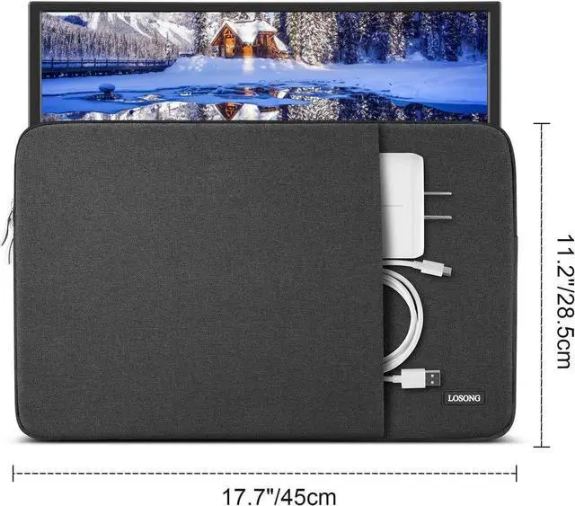 Main image of 18.5 Inch Portable Monitor Case, Losong Protective Carrying Sleeve for Most 18-18.5" Portable Monitors,Water Resistant Laptop Display Bag with Accessory Pocket, Size-17.7"x11.2" Black