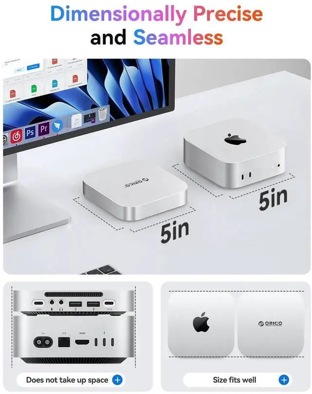 Alt view image 5 of 5 - ORICO MiniMate Pro+ 40Gbps Mac mini M4 Docking Stand & Hub with Built-in 1TB NVMe SSD (Non-Removable) Mac mini M4 and M4 Pro 2025, Aluminum USB4 Dock, 3.5mm Audio I/O, 2×USB-A, Compatible with USB4