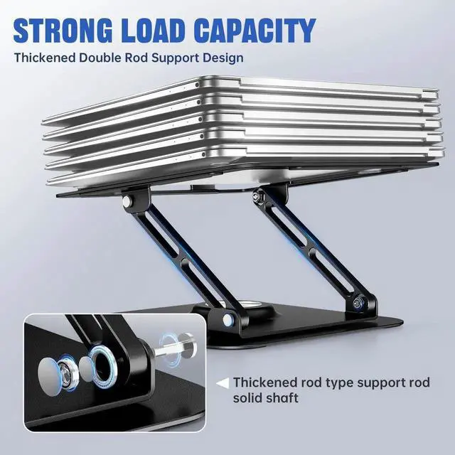 Alt view image 4 of 5 - JOYEKY Laptop Stand for Desk, Adjustable Computer Stand with 360° Rotating Base, Ergonomic Laptop Riser for Collaborative Work, Foldable & Portable Laptop Stand, fits for All 10-16" Laptops