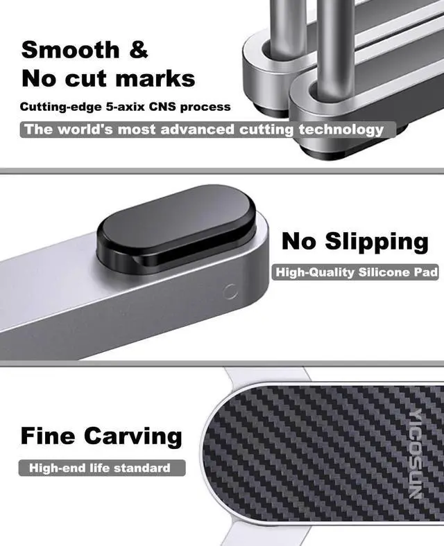 Alt view image 3 of 4 - YICOSUN New Concept Laptop Stand - Adjustable Ergonomic Aluminum Riser for MacBook Pro/Air up to 15.6 - Foldable & Portable Computer Stand for Desk, Students, Office, Travel, Gaming - Silver