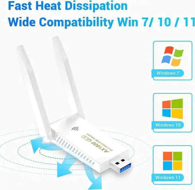 Alt view image 5 of 5 - Wireless USB WiFi 6 Adapter for PC - 1800Mbps USB3.0 WiFi Adapter for Desktop PC Laptop with 5Ghz/2.4Ghz Dual Band USB wifi adapter for pc support Windows7/10/11, Wireless Adapter for Desktop Computer