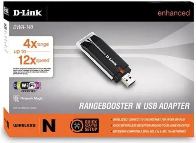 Alt view image 3 of 4 - D-Link DWA-140 RangeBooster Draft 802.11n Wireless USB Adapter