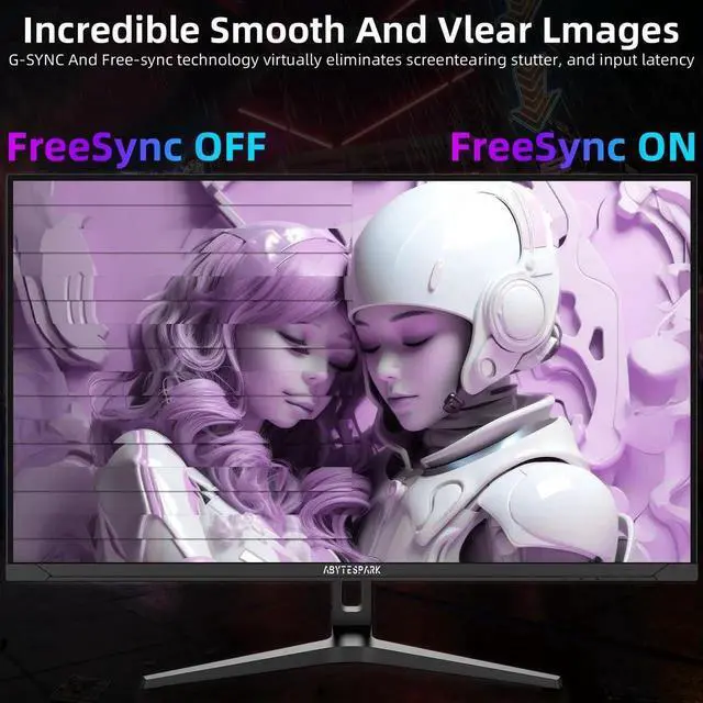 Alt view image 4 of 5 - abytespark 32 Inch Ultra Wide UHD 4K (3840 x 2160) Gaming Monitor, IPS 60Hz Ultra-Clear Screen, 1ms (MPRT), 100% sRGB, Built-in Speaker,FreeSync, 2 x DP 1.4 and 2 x HDMI 2.0, Tilt Height Adjustment