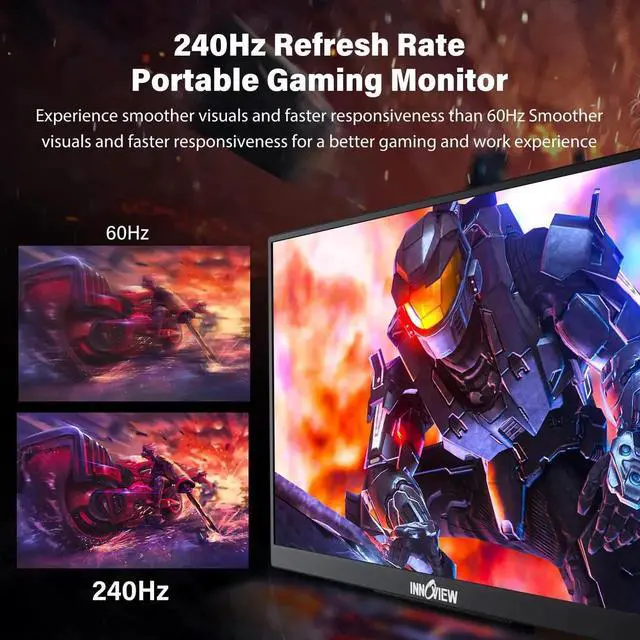 Alt view image 3 of 5 - InnoView 16" 2K 240Hz Portable Monitor,133% sRGB Portable Gaming Monitor Laptop Monitors Built-in 180° Adjustable Stand Type-C HDMI IPS Eye Care External Second Screen for PS4 PS5 Switch Xbox PC