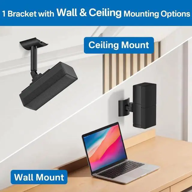 Alt view image 2 of 5 - Angle Adjustable Speaker Wall Mount for Bose Speaker Mount - Ceiling & Wall Speaker Mount for Bose UB-20 Series II, SoundTouch, CineMate, Lifestyle, Acoustimass, Cube Surround Speaker Bracket, 3 Pack