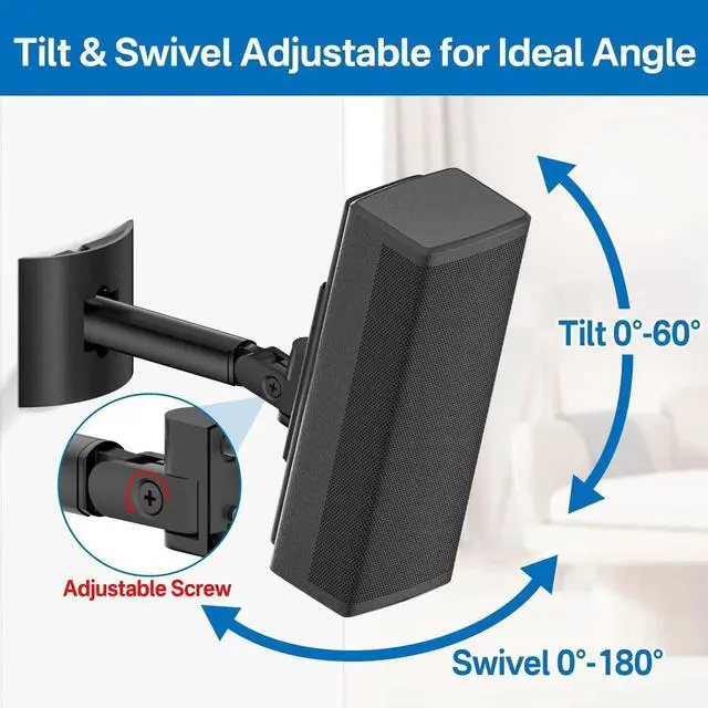 Alt view image 5 of 5 - Angle Adjustable Speaker Wall Mount for Bose Speaker Mount - Ceiling & Wall Speaker Mount for Bose UB-20 Series II, SoundTouch, CineMate, Lifestyle, Acoustimass, Cube Surround Speaker Bracket, 3 Pack