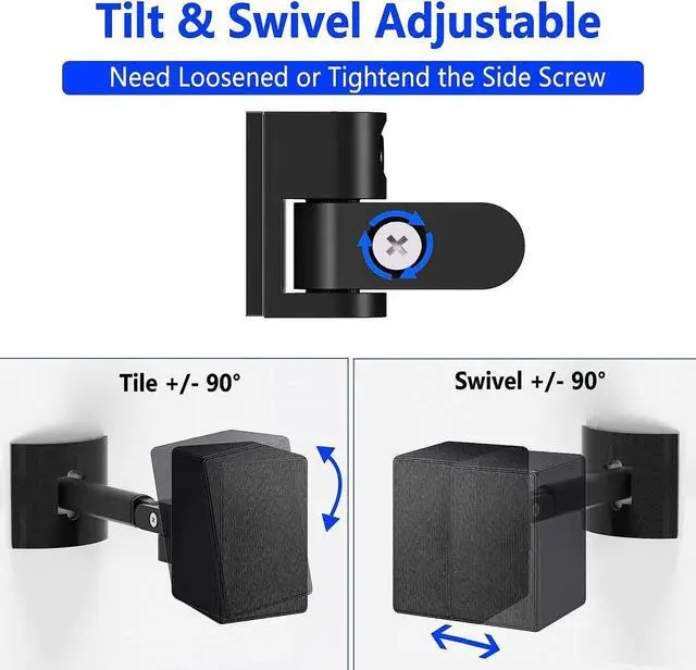 Alt view image 2 of 5 - Aiweiwa Speaker Wall Mount for Samsung 9500S Ceiling Speaker Mount Bracket - Tilt and Swivel Adjustable Rear Speakers Mounting Bracket for Samsung SWA-9500S/ZA
