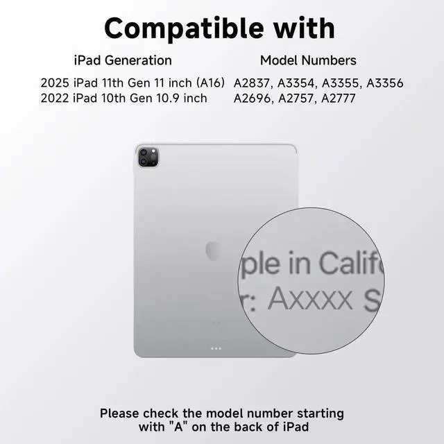 Alt view image 2 of 5 - Uminy iPad Keyboard Case for iPad 10th Gen (2022) & 11th (A16, 2025), Magic Wireless Keyboard with Trackpad 7 Color Backlit 360° Rotating Stand Transparent Protective Cover with Pencil Holder (Purple)