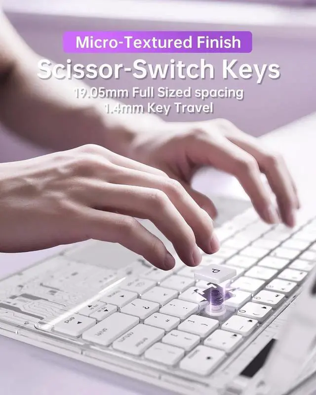 Alt view image 5 of 5 - Intermerge Clear Keyboard Case for iPad Pro 11" (M4) 2024 Only, 360° Swivel Multi-Touch Trackpad, 7-Color RGB Backlit, Pencil Holder, Type-C, Power Indicator, Frost Pulse