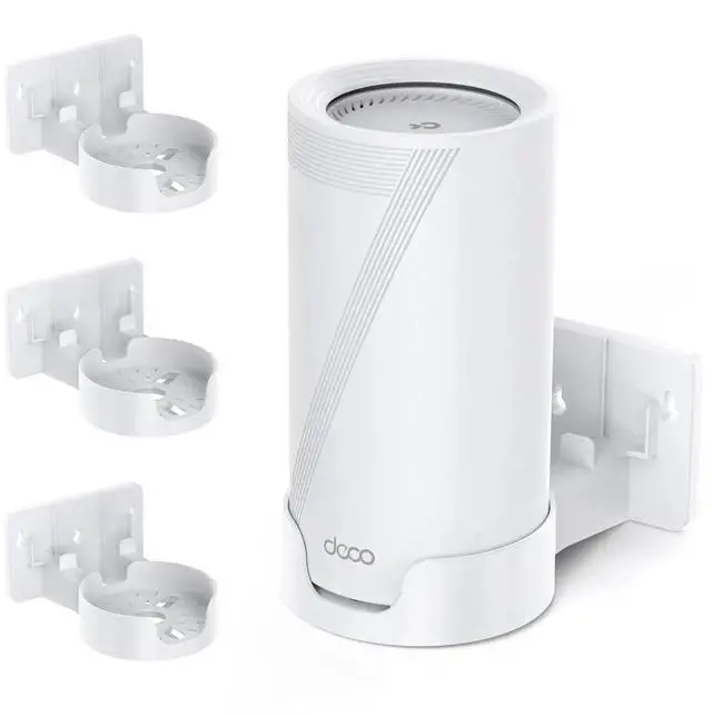 Main image of Wall Mount for TP-Link Deco BE65-5G/BE75/BE85/BE95/BE10000/BE22000/BE33000 Mesh WiFi 7, Upgraded ABS Bracket Holder with Cable & Power Adapter Storage, Easy Installation (White-3)