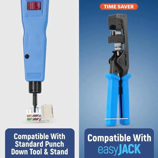 Alt view image 5 of 5 - Everest 90° Angled RJ45 Cat5e Keystone Jacks 50-Pack in Light Almond - Slim Profile Female RJ45 Connectors - Cat 5e Keystone Jack - Compatible with 90° Angled Speed Termination Tool - easyJACK